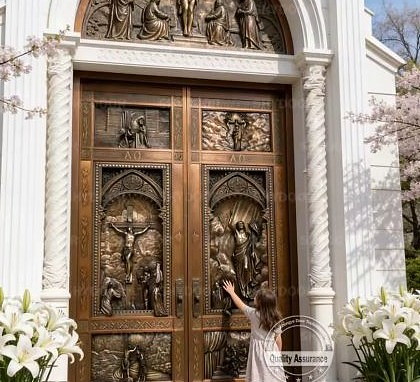 Custom church relief door scene