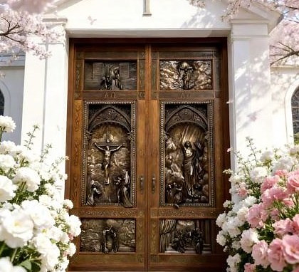 Custom church entrance door