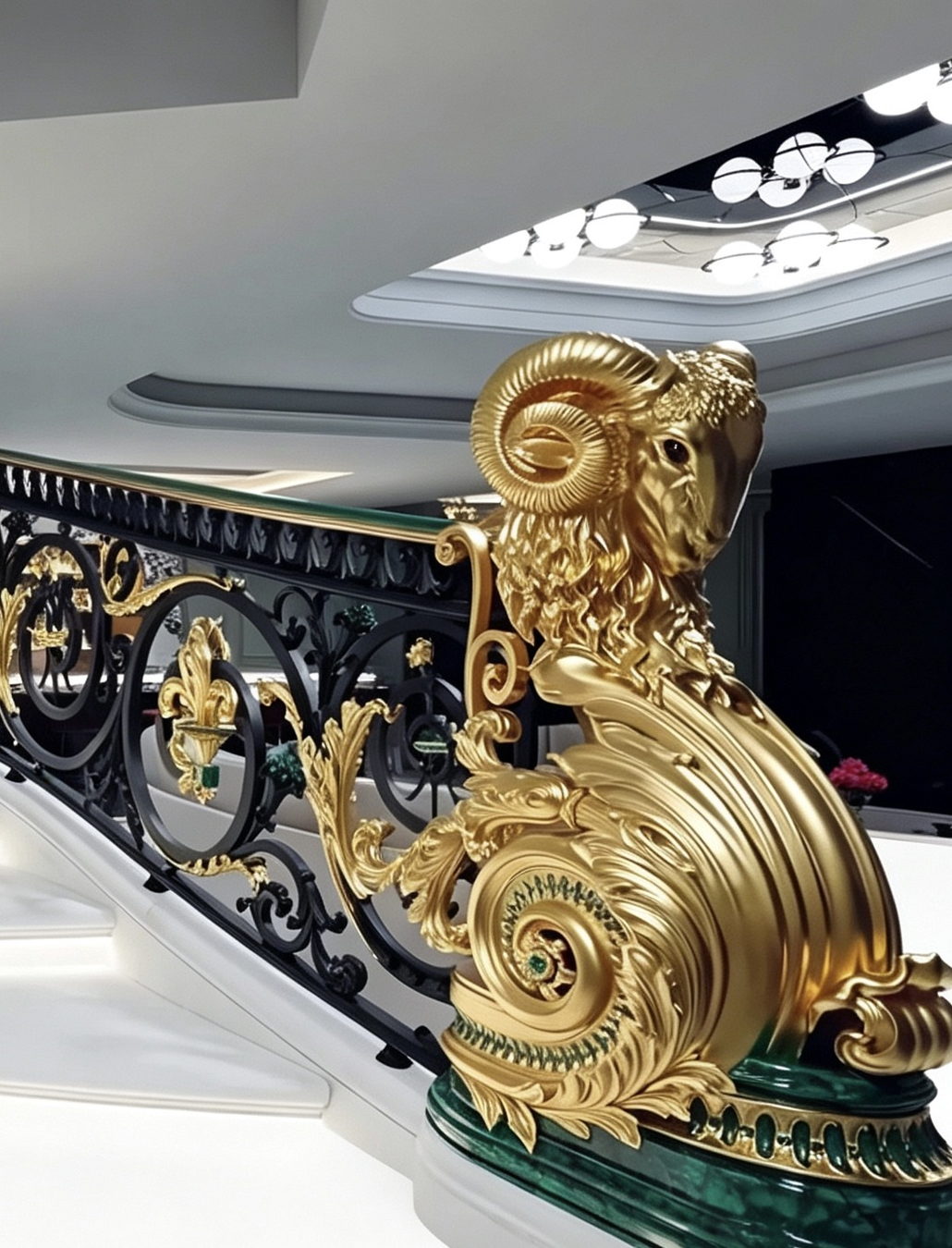 Ram head luxury stair railing match